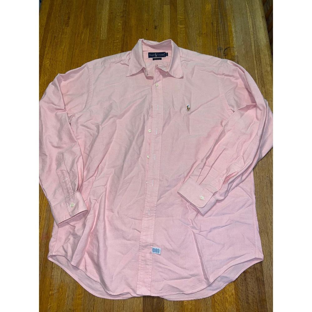 Polo Ralph Lauren Yarmouth Mens 16-35 Pink Oxford Long Sleeve Cotton Pony Shirt